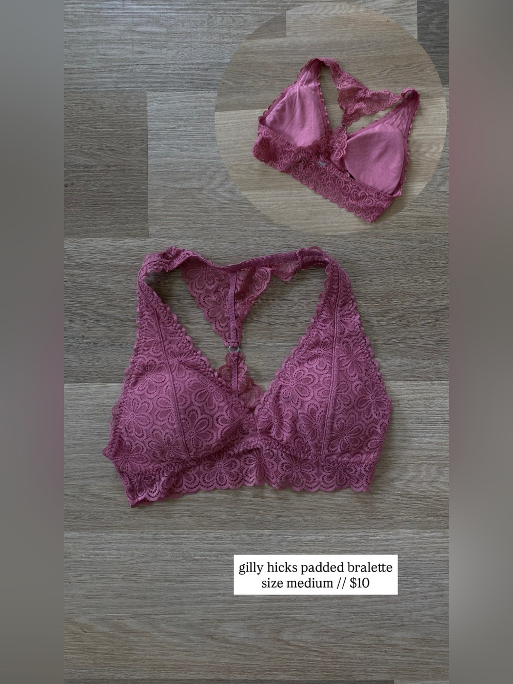 gilly hicks padded bralette size medium
